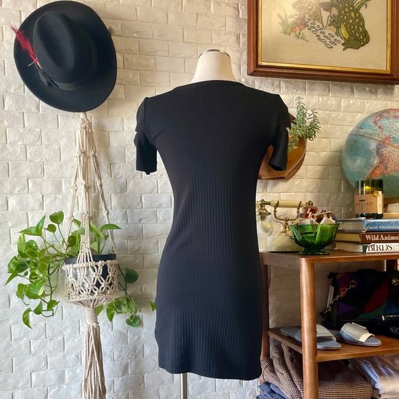Helmut Lang Ribbed Cutout Mini Dress in Black Size Small - Picture 10 of 15
